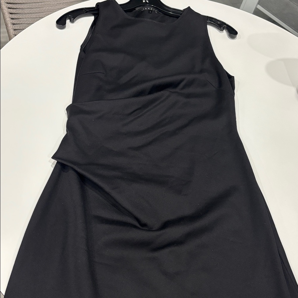 Theory Black Sleeveless Gathered Waist dress/ Knee Length Career Office/ Dinner